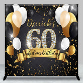 Aperturee - Aperturee Black Balloon Custom Name 60 Fabulous Birthday Backdrop
