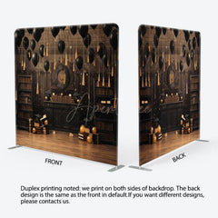 Aperturee - Aperturee Black Balloons Graduation Square Tension Backdrop