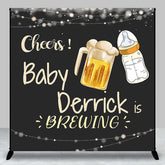 Aperturee - Aperturee Black Beer Cheers Custom Name Baby Shower Backdrop