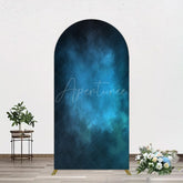 Aperturee - Aperturee Black Blue Abstract Texture Birthday Arch Backdrop