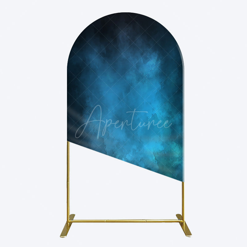 Aperturee - Aperturee Black Blue Abstract Texture Birthday Arch Backdrop
