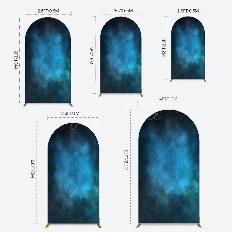 Aperturee - Aperturee Black Blue Abstract Texture Birthday Arch Backdrop