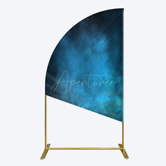Aperturee - Aperturee Black Blue Abstract Texture Birthday Half Moon Arch Backdrop