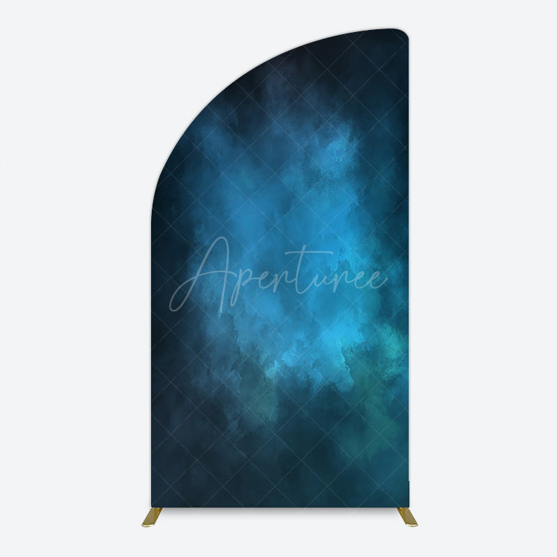 Aperturee - Aperturee Black Blue Abstract Texture Birthday Half Moon Arch Backdrop