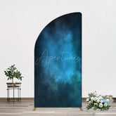 Aperturee - Aperturee Black Blue Abstract Texture Birthday Half Moon Arch Backdrop
