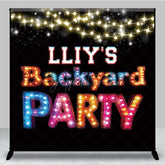 Aperturee - Aperturee Black Bokeh Lights Backyard Party Custom Backdrop