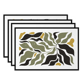 Aperturee - Aperturee Black Border Abstract Plant Leaves Set of 4 Placemats