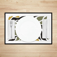 Aperturee - Aperturee Black Border Abstract Plant Leaves Set of 4 Placemats