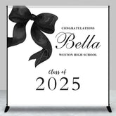 Aperturee - Aperturee Black Bow Class of 2025 Custom Graduation Backdrop