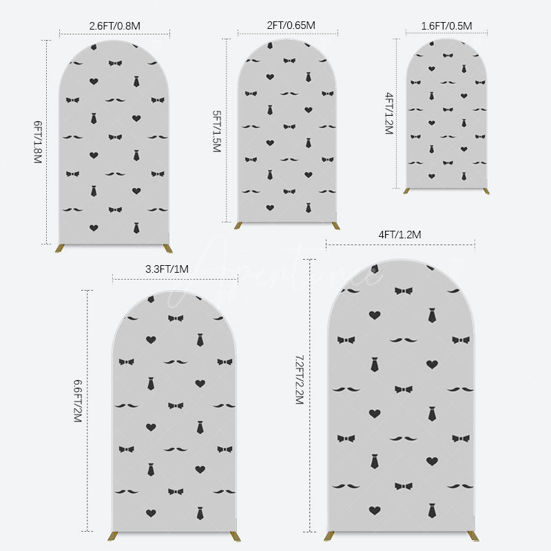 Aperturee - Aperturee Black Bow Tie Heart Beard Fathers Day Arch Backdrop
