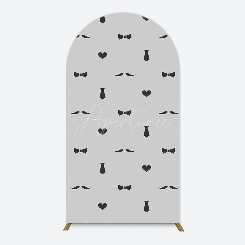Aperturee - Aperturee Black Bow Tie Heart Beard Fathers Day Arch Backdrop