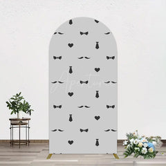 Aperturee - Aperturee Black Bow Tie Heart Beard Fathers Day Arch Backdrop