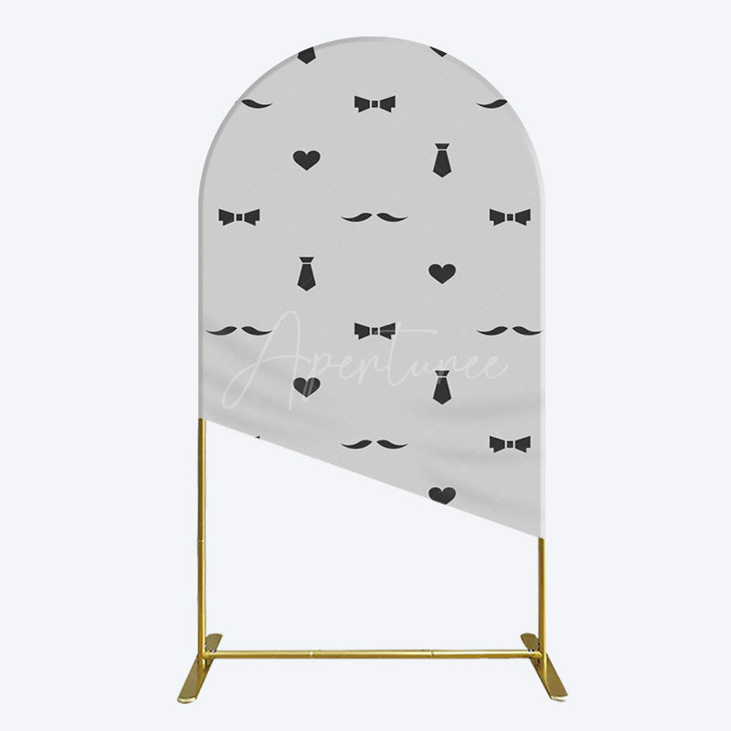 Aperturee - Aperturee Black Bow Tie Heart Beard Fathers Day Arch Backdrop
