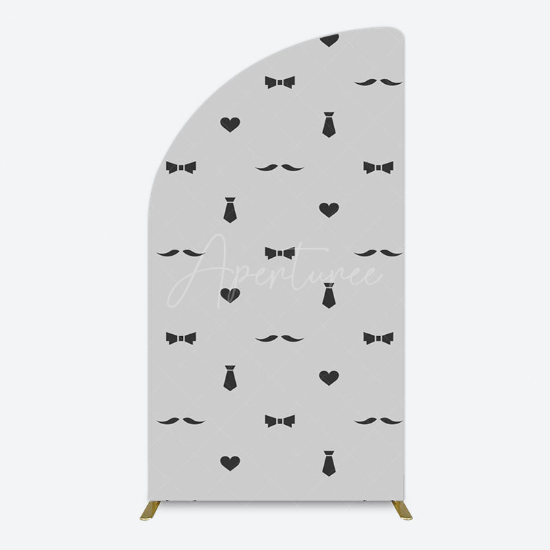 Aperturee - Aperturee Black Bow Tie Heart Beard Fathers Day Half Moon Arch Backdrop