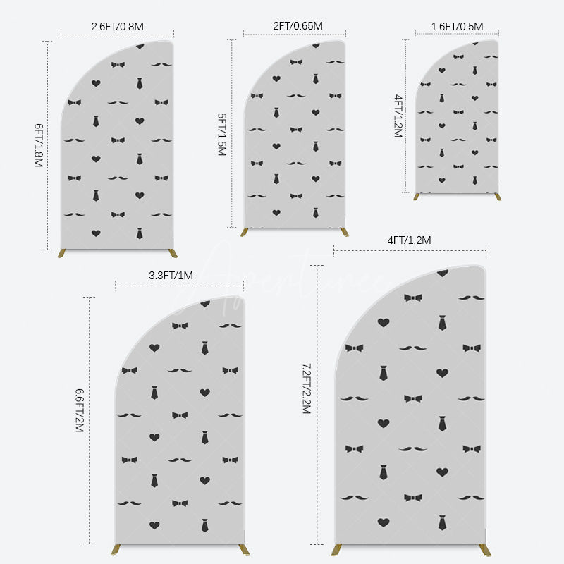 Aperturee - Aperturee Black Bow Tie Heart Beard Fathers Day Half Moon Arch Backdrop