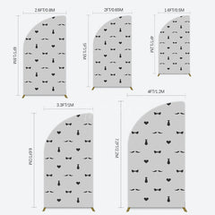 Aperturee - Aperturee Black Bow Tie Heart Beard Fathers Day Half Moon Arch Backdrop