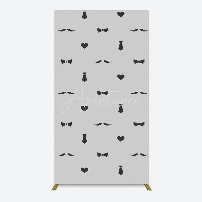Aperturee - Aperturee Black Bow Tie Heart Beard Fathers Day Rectangle Backdrop