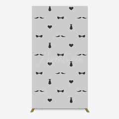 Aperturee - Aperturee Black Bow Tie Heart Beard Fathers Day Rectangle Backdrop