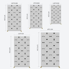 Aperturee - Aperturee Black Bow Tie Heart Beard Fathers Day Rectangle Backdrop