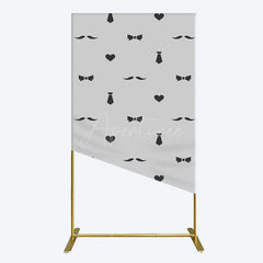 Aperturee - Aperturee Black Bow Tie Heart Beard Fathers Day Rectangle Backdrop