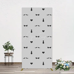 Aperturee - Aperturee Black Bow Tie Heart Beard Fathers Day Rectangle Backdrop