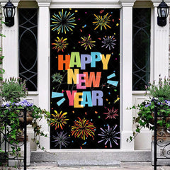 Aperturee - Aperturee Black Colorful Bloom Sparkle New Year Door Cover