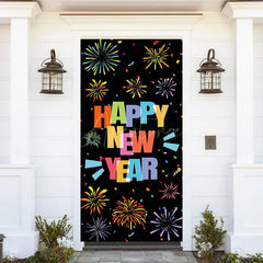 Aperturee - Aperturee Black Colorful Bloom Sparkle New Year Door Cover