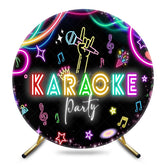 Aperturee - Aperturee Black Colorful Neon Round Karaoke Party Backdrop
