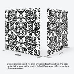 Aperturee - Aperturee Black Crown Demask Pattern White Backdrop For Decor