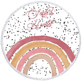 Aperturee - Aperturee Black Dots Watecolor Rainbow Print Round Beach Towel