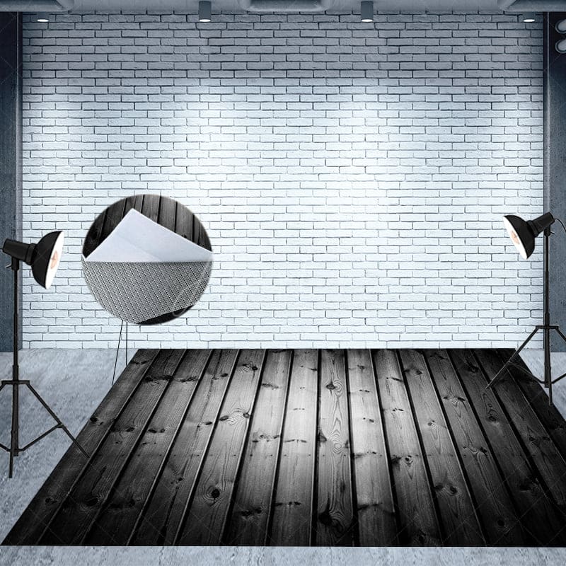 Aperturee - Aperturee Black Flowers Solemn Wooden Floor Combo Set Backdrop