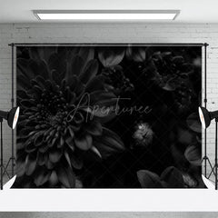 Aperturee - Aperturee Black Flowers Solemn Wooden Floor Combo Set Backdrop