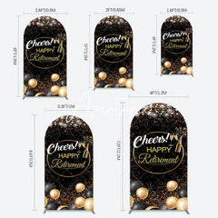 Aperturee - Aperturee Black Glitter Balloon Cheers Retirement Arch Backdrop