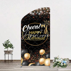 Aperturee - Aperturee Black Glitter Balloon Cheers Retirement Arch Backdrop