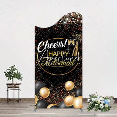 Aperturee - Aperturee Black Glitter Balloon Cheers Retirement Arch Backdrop