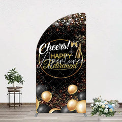 Aperturee - Aperturee Black Glitter Balloon Cheers Retirement Arch Backdrop