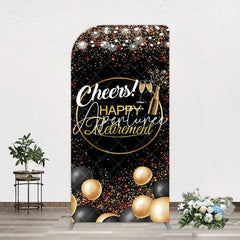 Aperturee - Aperturee Black Glitter Balloon Cheers Retirement Arch Backdrop