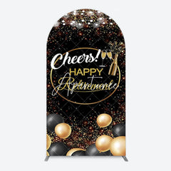 Aperturee - Aperturee Black Glitter Balloon Cheers Retirement Arch Backdrop