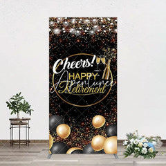 Aperturee - Aperturee Black Glitter Balloon Cheers Retirement Arch Backdrop