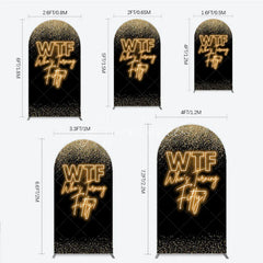 Aperturee - Aperturee Black Gold 50th Birthday Arch Backdrop Neon Text Funny Quote Background Adult Milestone Party Arch Cover Decoration