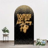 Aperturee - Aperturee Black Gold 50th Birthday Arch Backdrop Neon Text Funny Quote Background Adult Milestone Party Arch Cover Decoration