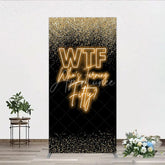 Aperturee - Aperturee Black Gold 50th Birthday Rectangle Backdrop Neon Text Funny Quote Background Adult Milestone Party Rectangle Cover