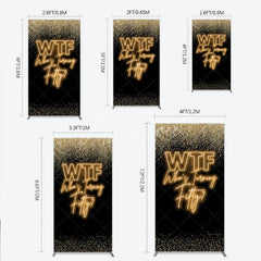 Aperturee - Aperturee Black Gold 50th Birthday Rectangle Backdrop Neon Text Funny Quote Background Adult Milestone Party Rectangle Cover