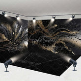 Aperturee - Aperturee Black Gold Abstract Room Set Backdrop Redefining Luxury Splatter Swirl Design Modern Photography Event