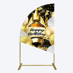 Aperturee - Aperturee Black Gold Balloon Gift Crown Birthday Half Moon Arch Backdrop