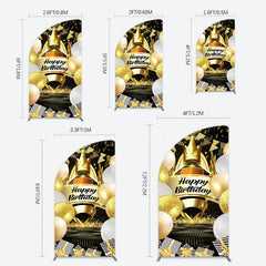 Aperturee - Aperturee Black Gold Balloon Gift Crown Birthday Half Moon Arch Backdrop