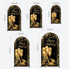 Aperturee - Aperturee Black Gold Balloon High Heel Birthday Arch Backdrop