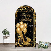 Aperturee - Aperturee Black Gold Balloon High Heel Birthday Arch Backdrop