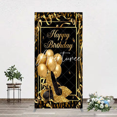 Aperturee - Aperturee Black Gold Balloon High Heel Birthday Arch Backdrop