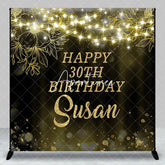 Aperturee - Aperturee Black Gold Bokeh Custom Name 30th Birthday Backdrop